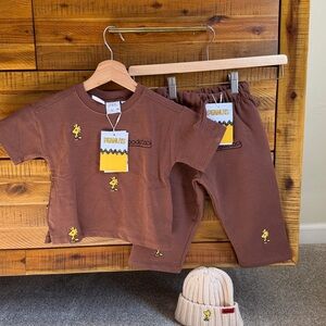Zara Peanuts Woodstock Brown Toddler Set